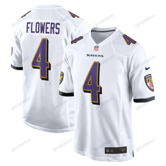 Zay Flowers 4 Baltimore Ravens Game Men Jersey - White